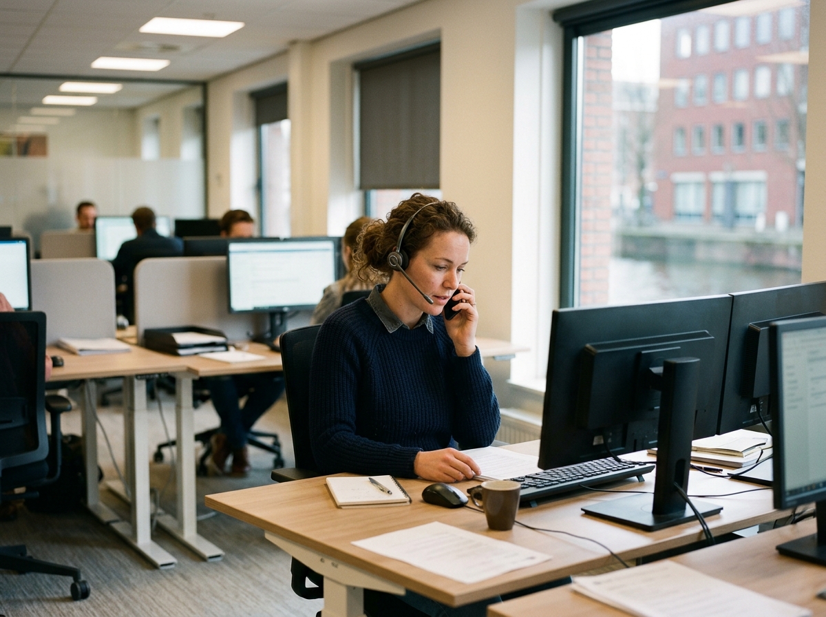 Call center specialist at work